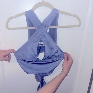 Urban outfitters blue halter crop top